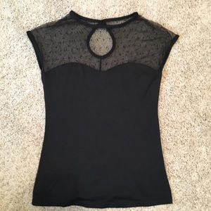 Black blouse with sheer detail